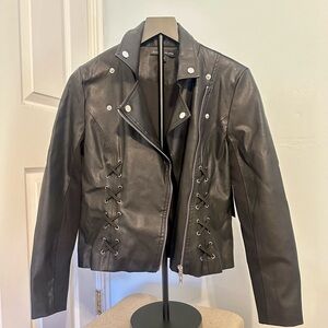 Boston proper black faux leather jacket